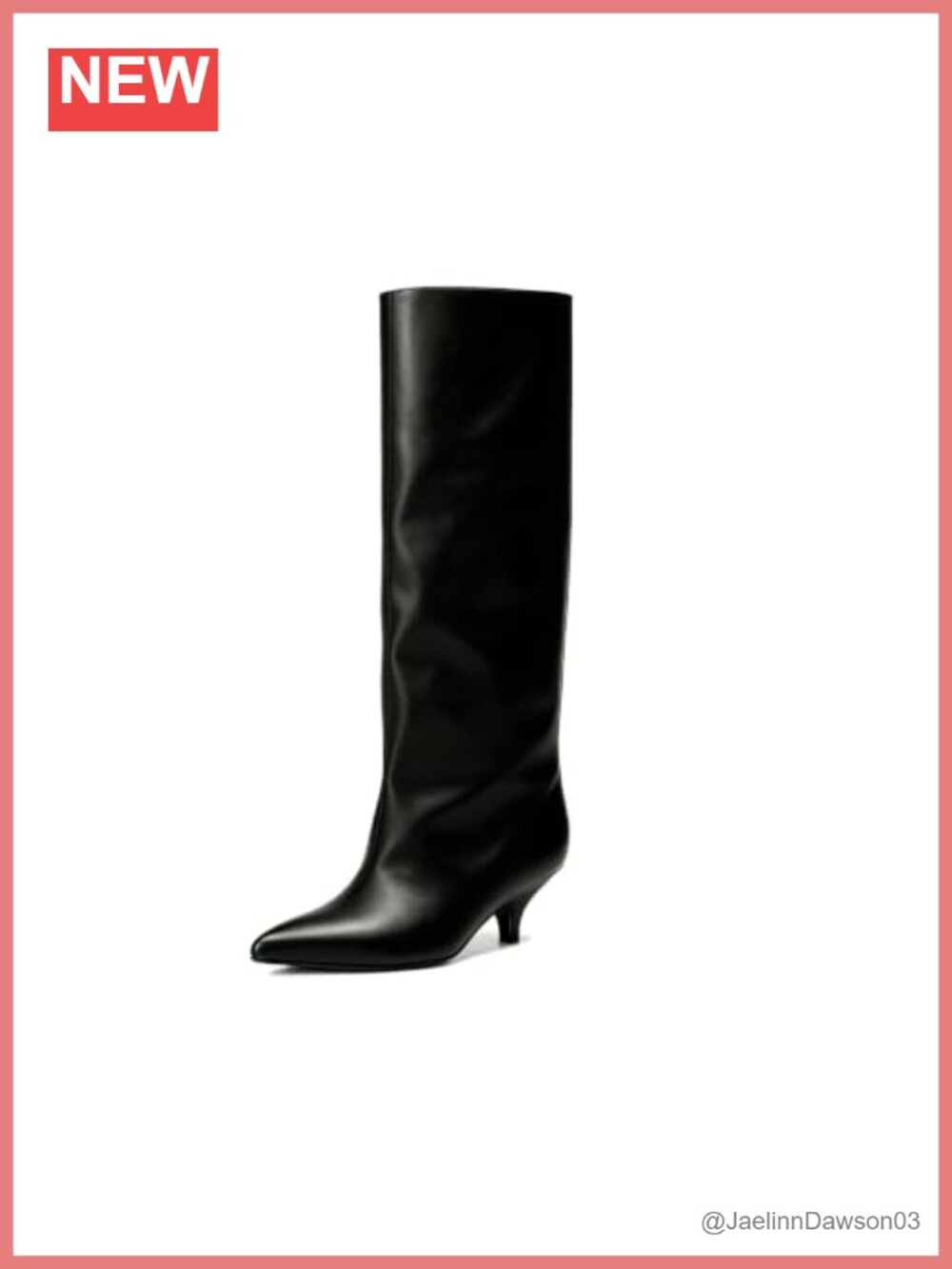 Knee High Boots Pointed Toe Faux Leather Kitten Heel Pull-On Women's Comfort